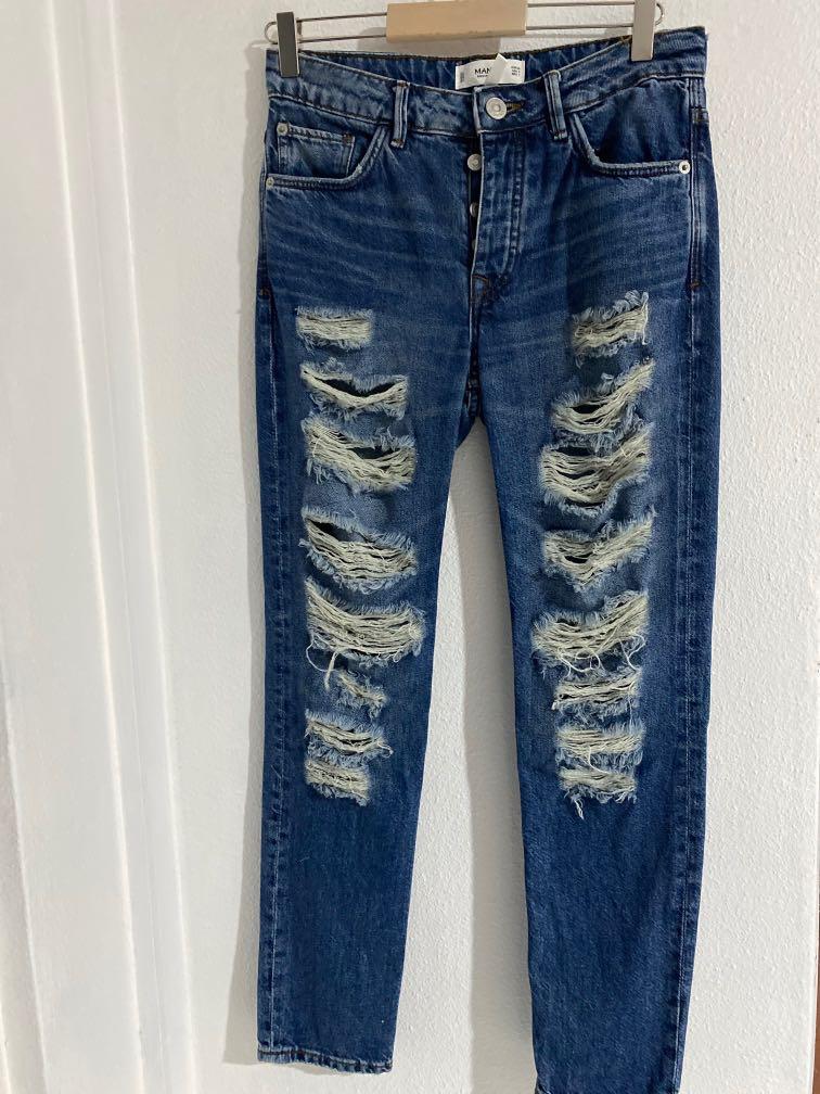 MANGO Ripped Jeans, Women's Fashion, Bottoms, Jeans & Leggings on Carousell