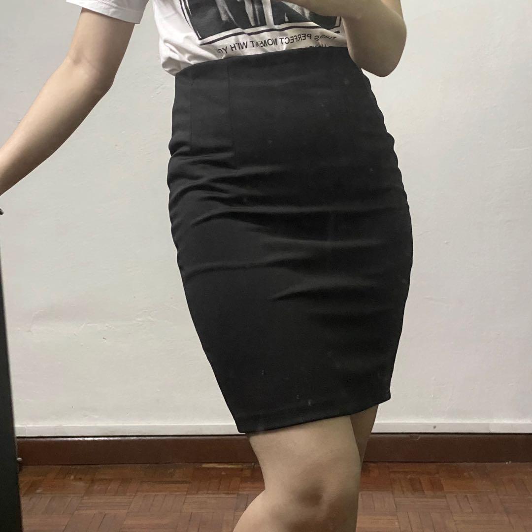 OL office formal casual long skirt black