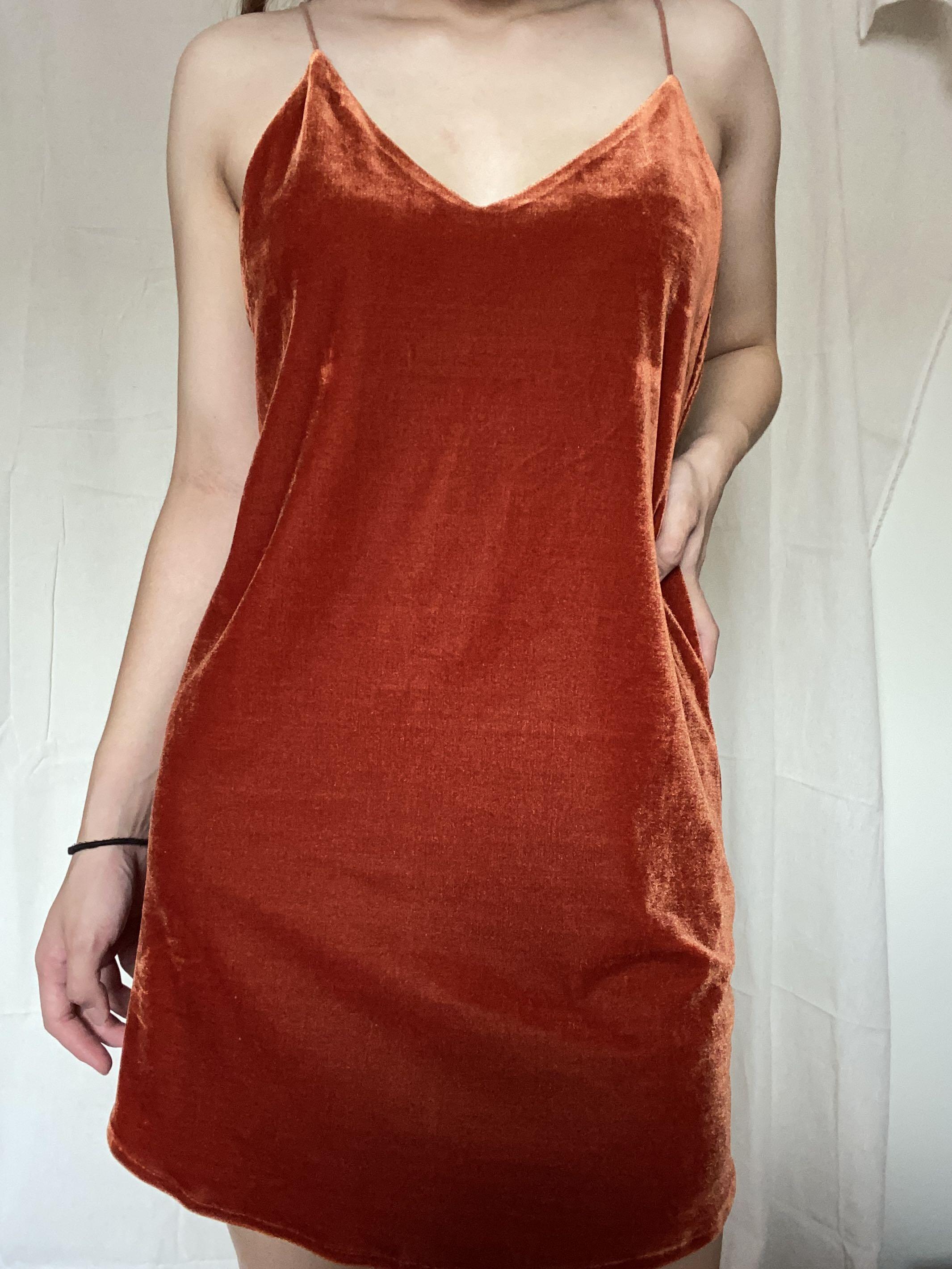 Orange velvet dress Clearance