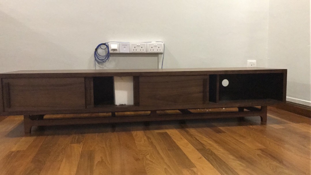 Picket and rail solid wood TV console, Furniture & Home Living