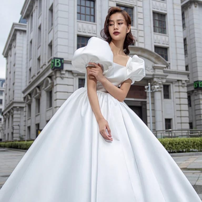 White formal clearance gowns with sleeves