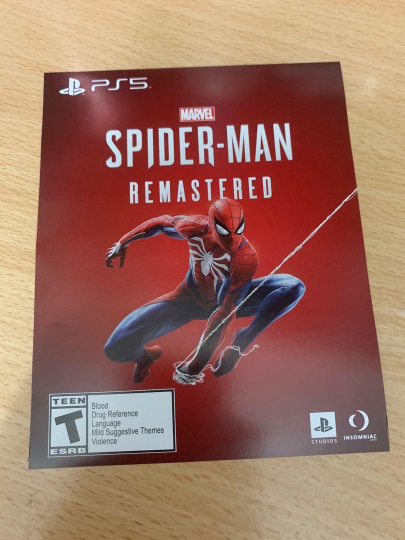 PS5 Spiderman Remastered Code, Video Gaming, Video Games, PlayStation