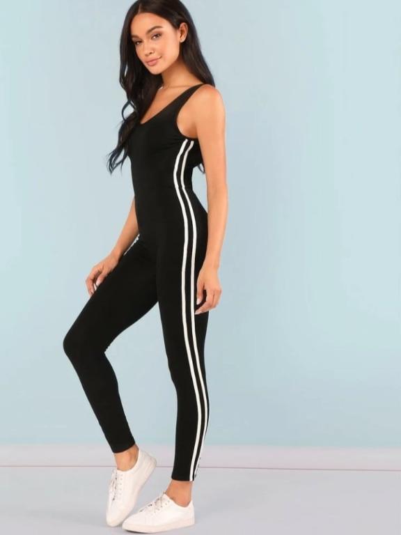 Striped clearance bodycon jumpsuit