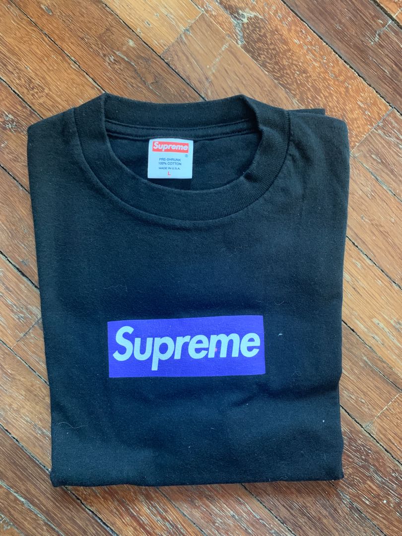 supreme purple on black box logo