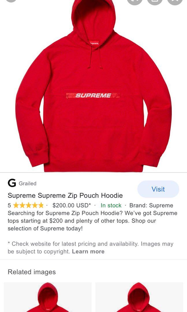 Supreme zip discount pouch hoodie