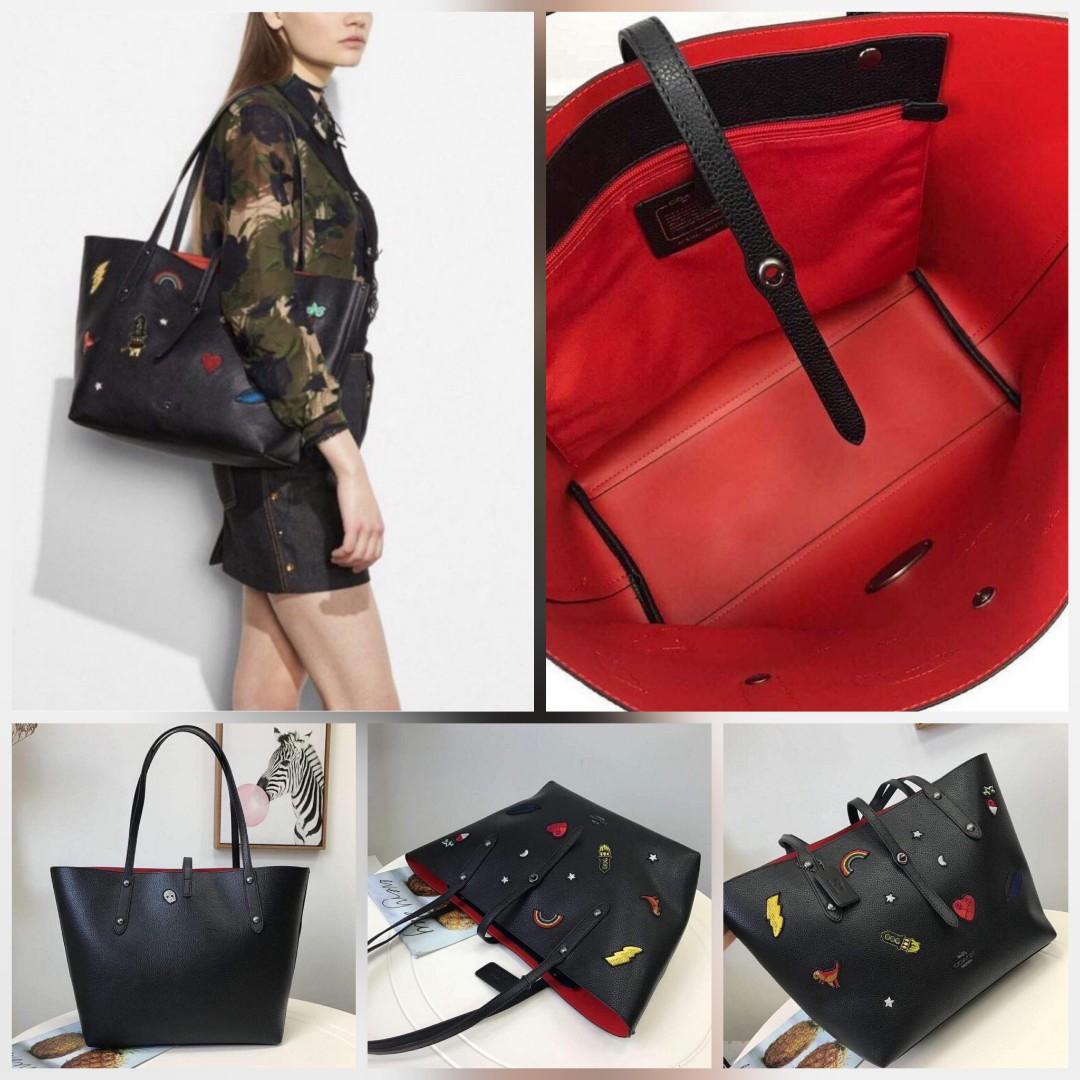 Coach market tote with souvenir embroidery online