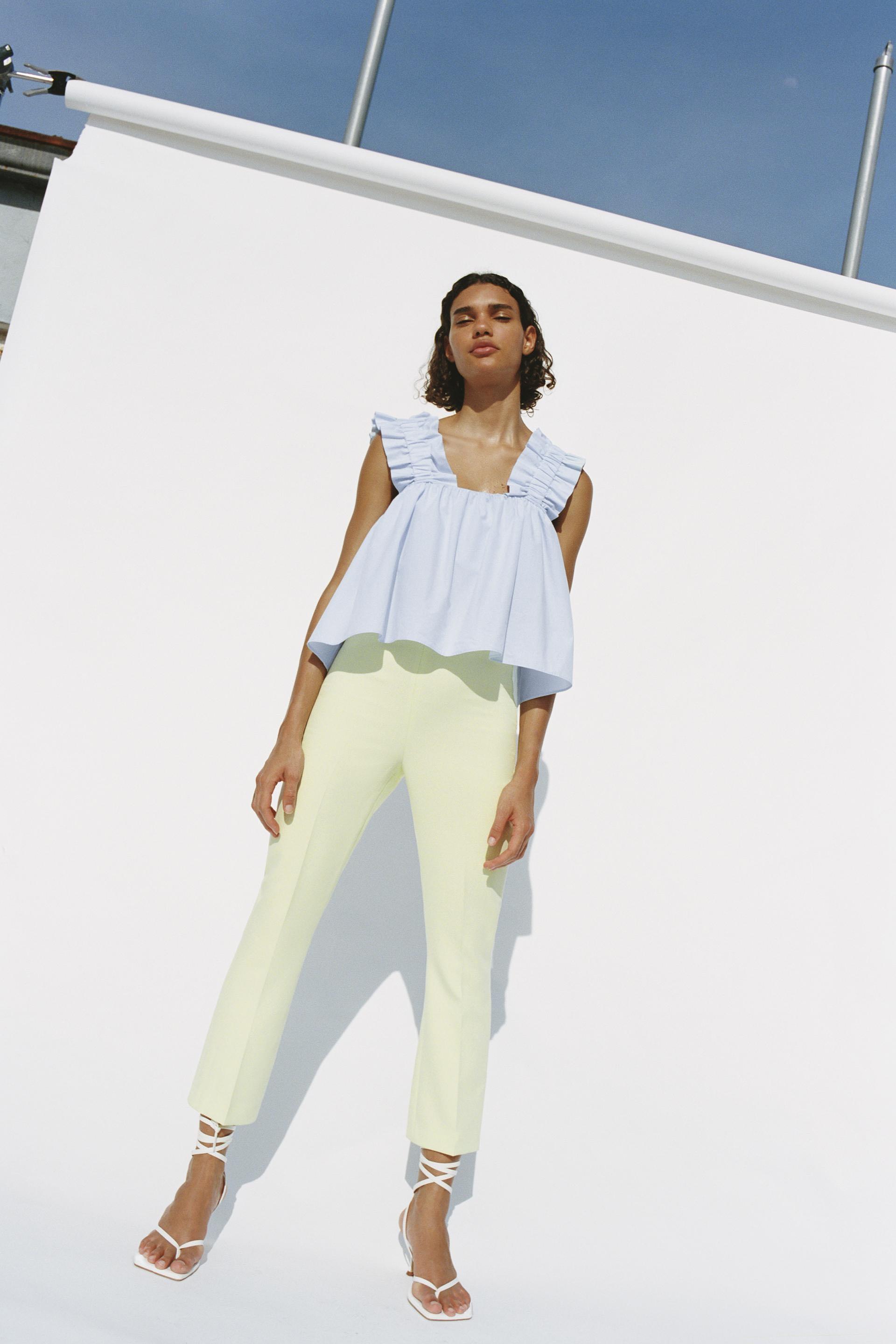 Zara Ruffled Poplin Top, Women's 