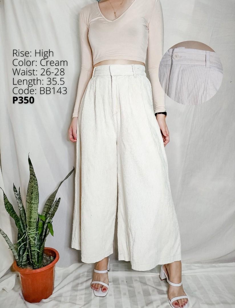 19th Cream Corduroy Wide Leg Pants, Women's Fashion, Bottoms, Other Bottoms  on Carousell