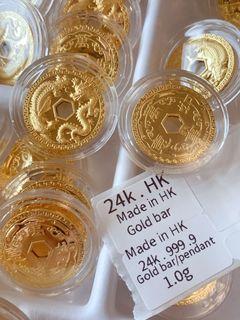 24K HK gold bar/pendant