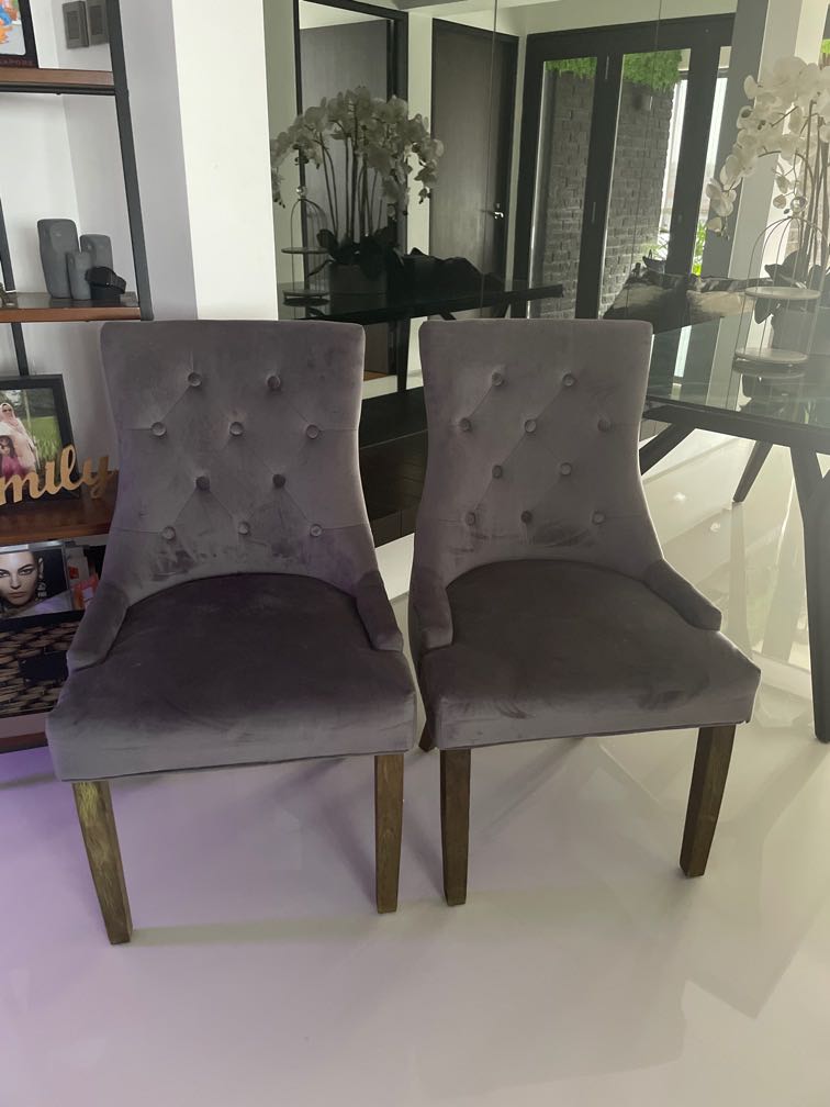 Chesterfield Dining Chairs In Grey Furniture Home Living Furniture Chairs On Carousell