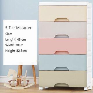 Out of stock @Five/5 Tier macaron color plastic storage cabinet * 48cm length * no lock