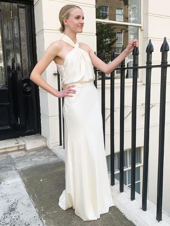 Asos edition ruched halter neck maxi wedding dress clearance