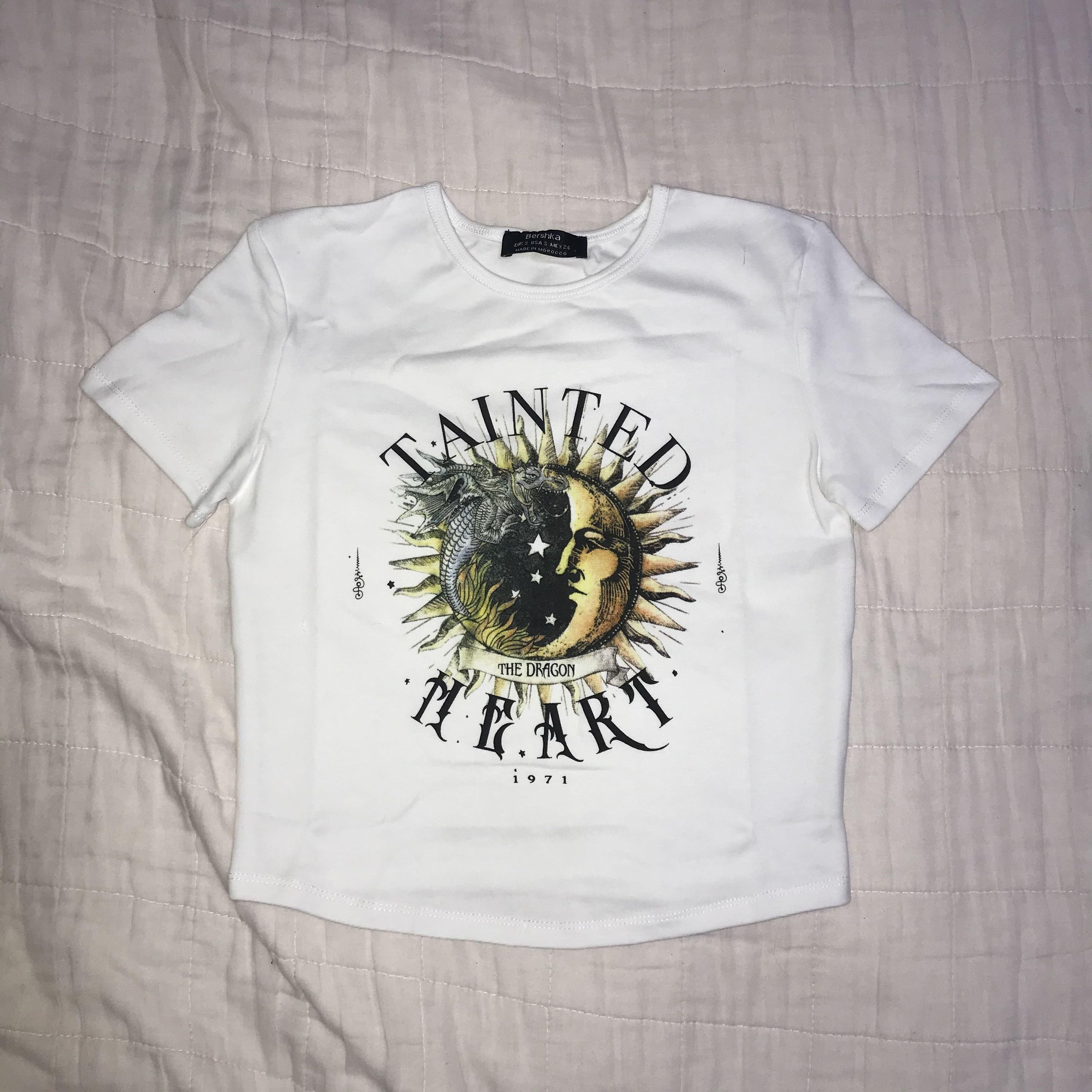 bershka tainted heart crop top, Women's 