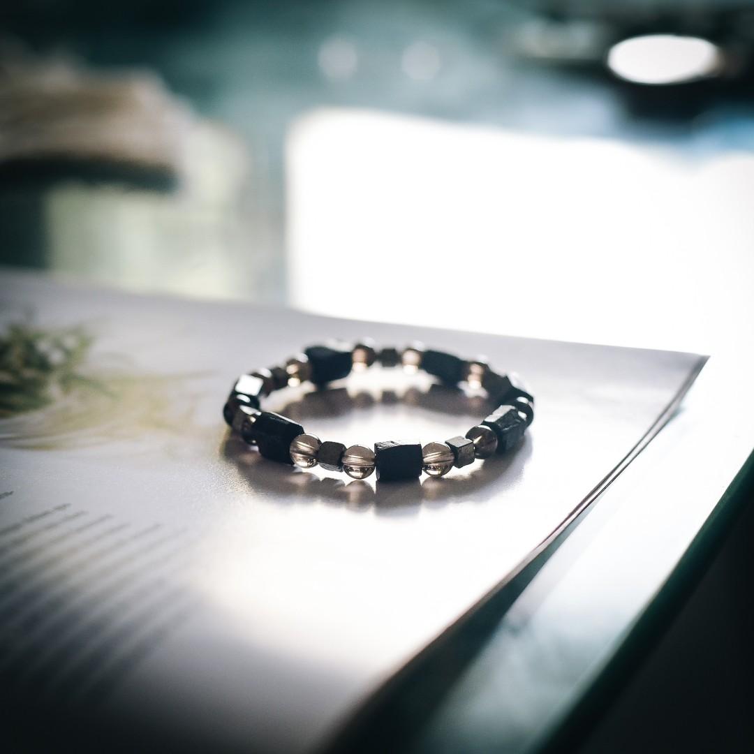 Black tourmaline and discount smoky quartz bracelet