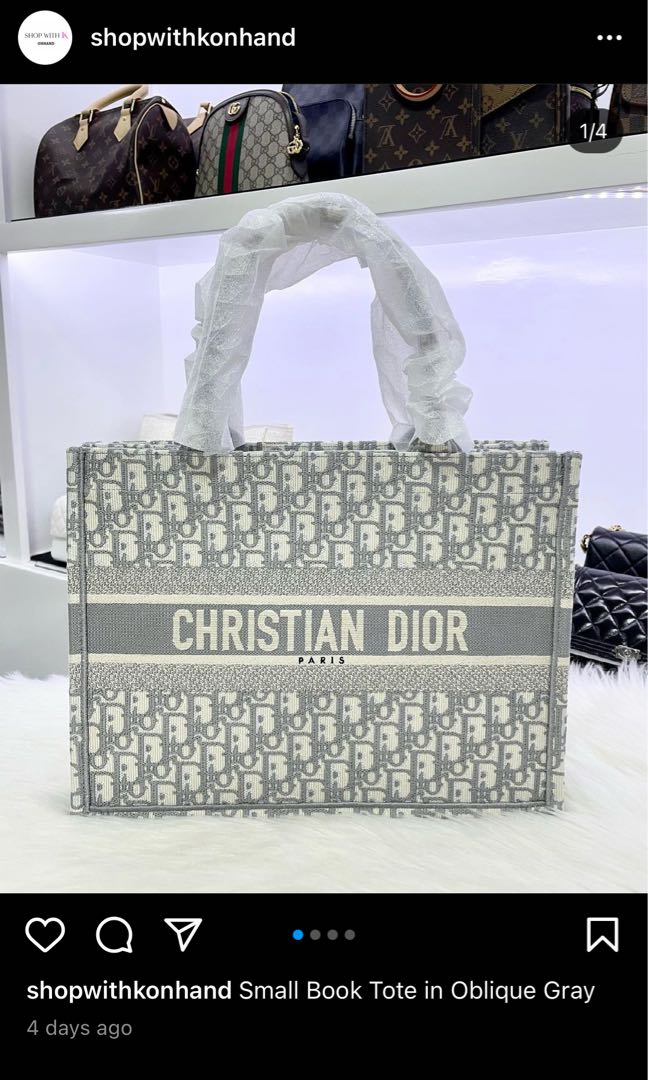 dior book tote grey small
