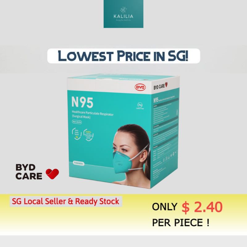 BYD Care N95 Particulate Respirator Mask Single Use (NIOSH Approved