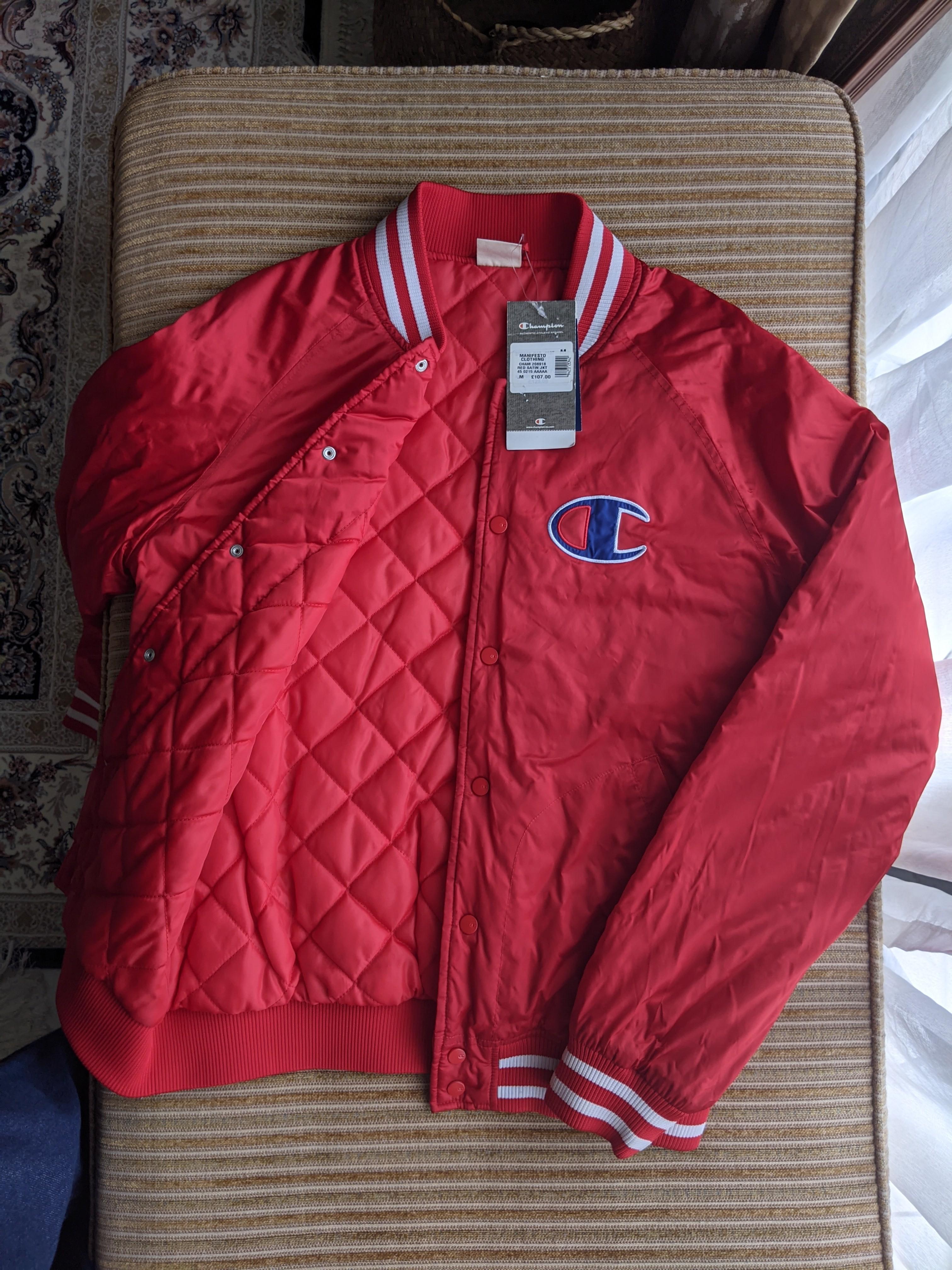 Champion Red Varsity Jacket Men s Fashion Tops Sets Hoodies