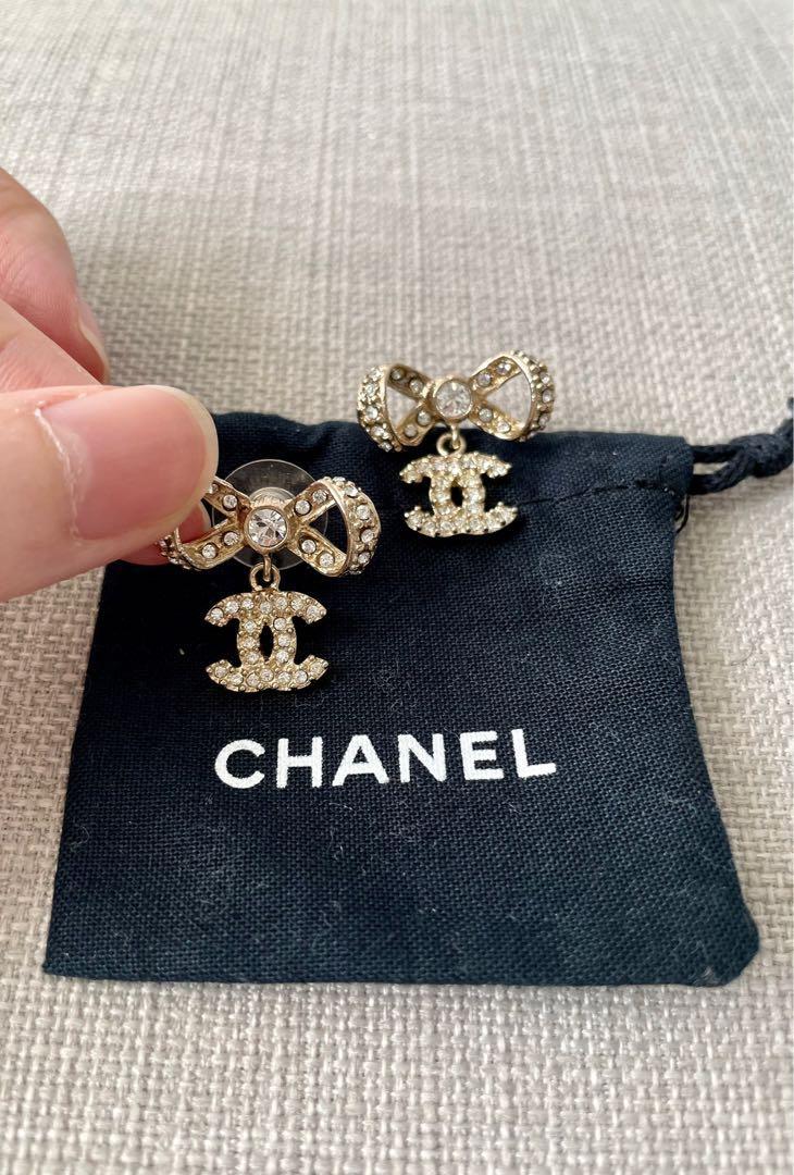 Chanel Bow CC Crystal Earrings