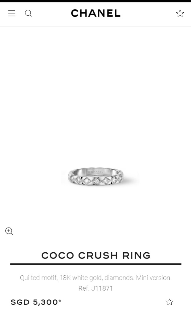 Chanel White Gold Coco Crush Ring J11871