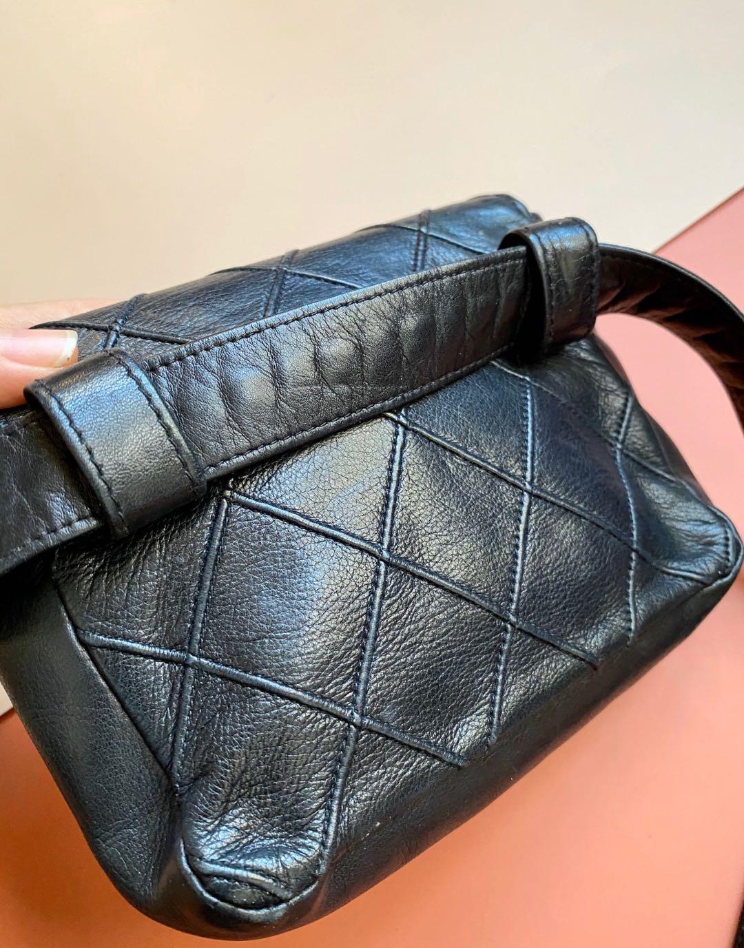 Chanel Vintage 90s black lambskin Quilted Belt Bag, Luxury, Bags & Wallets  on Carousell