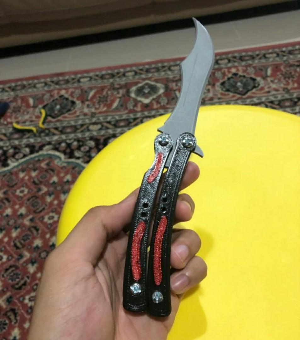 CSGO Balisong Butterfly Knife Print Toy, Hobbies & Toys, Collectibles & Memorabilia, Fan Merchandise on Carousell