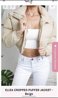 Dolly girl beige  cropped puffer jacket