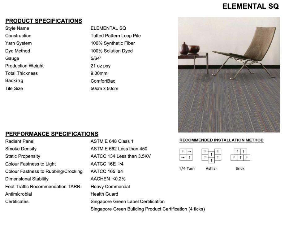 Elemental SQ Carpet Tiles for Home, Office & Commercial, Furniture