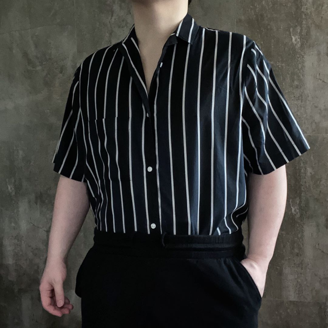 Black striped polo sale