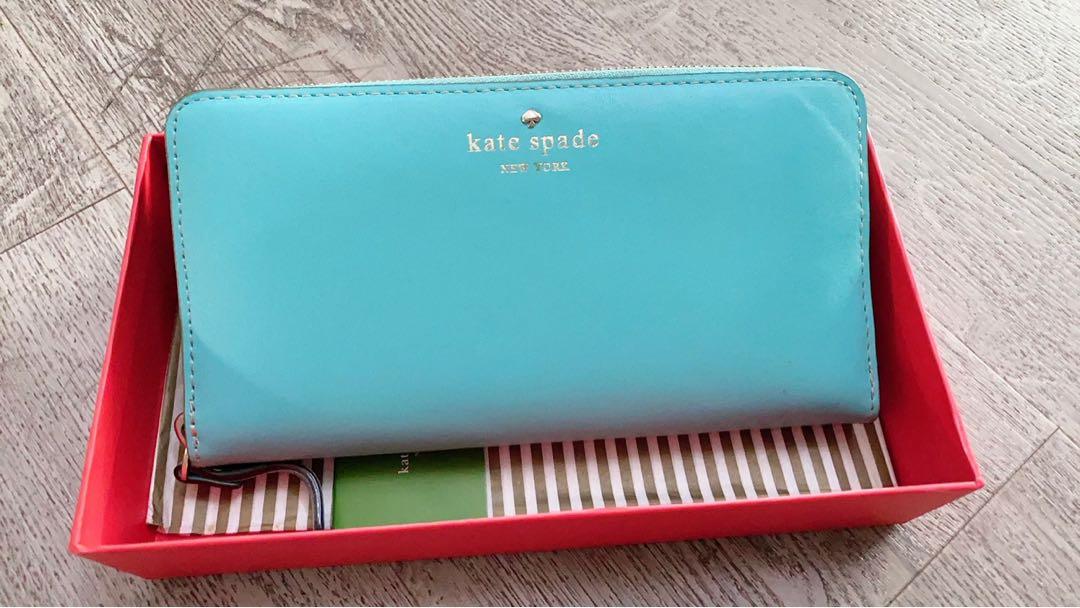 FREE Delivery] Kate Spade long turquoise Wallet, Women's Fashion, Bags &  Wallets, Wallets & Card Holders on Carousell