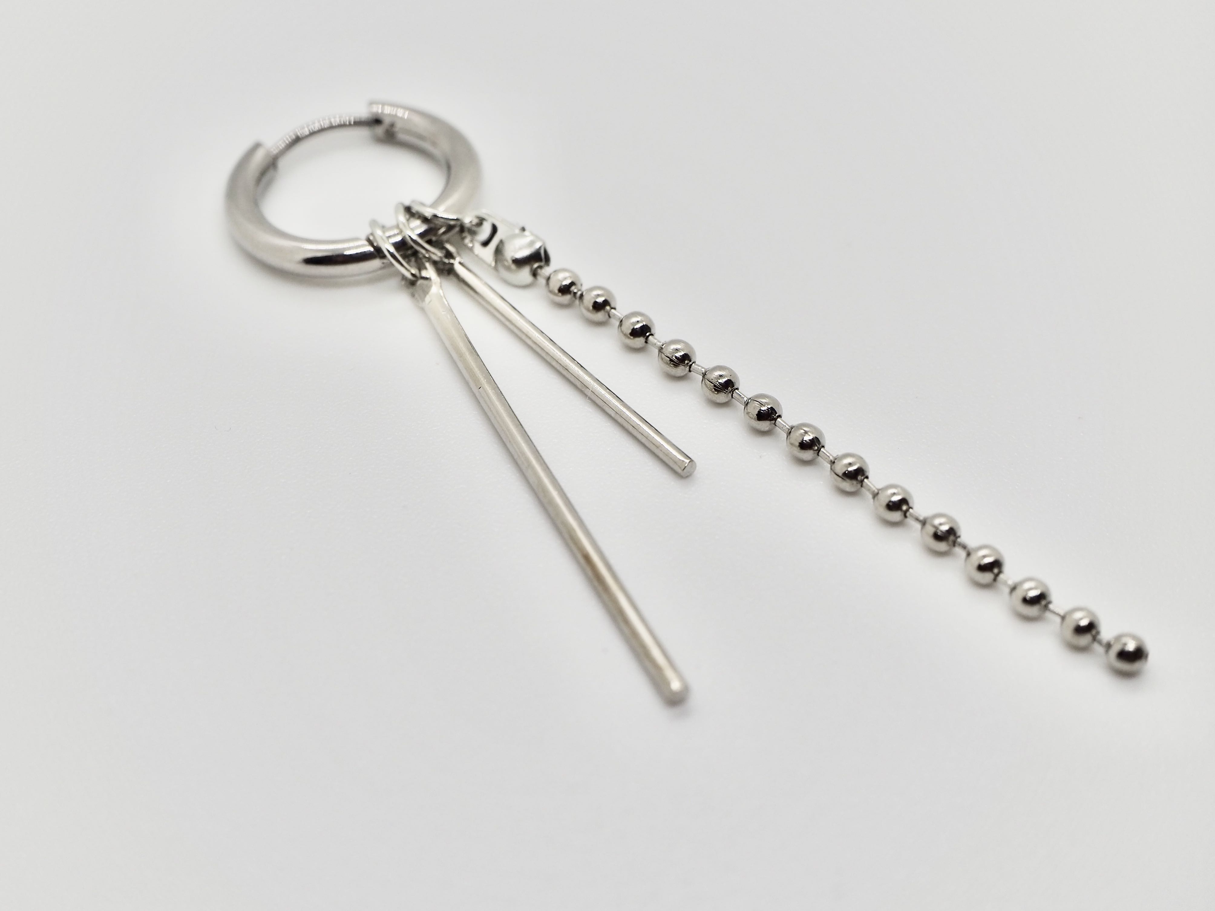 Kpop men s earring metal rods with bead chain Men s Fashion