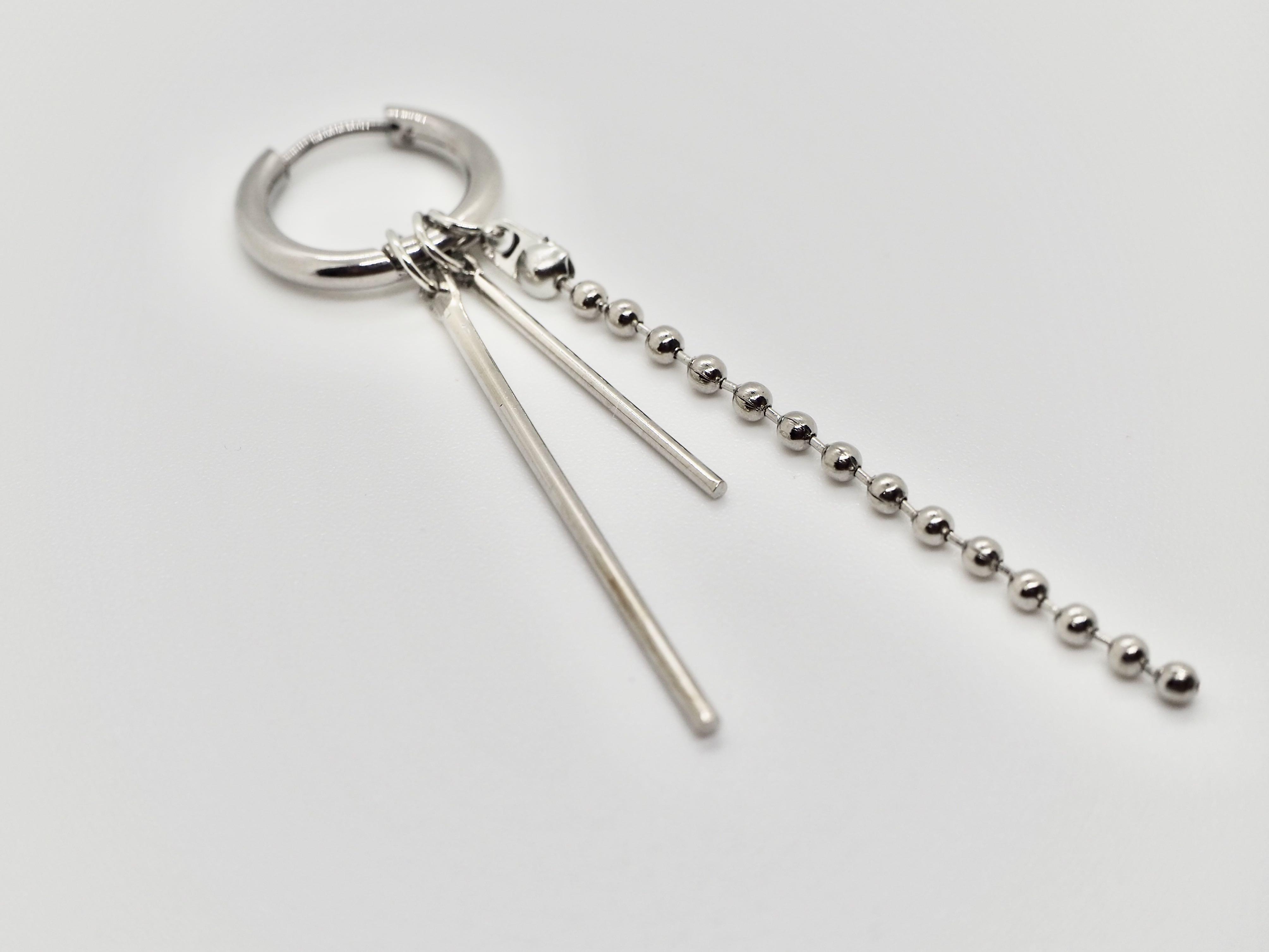 Kpop men s earring metal rods with bead chain Men s Fashion