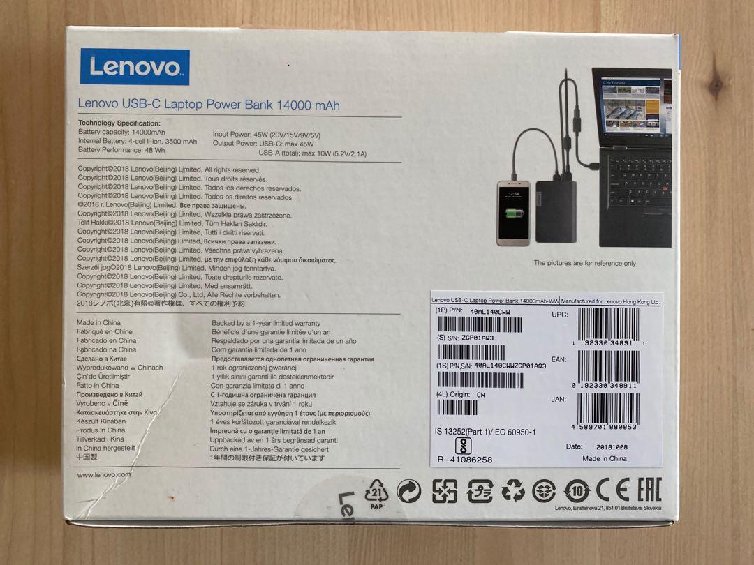 Lenovo USBC Laptop Power Bank 14000mAh, Mobile Phones & Gadgets