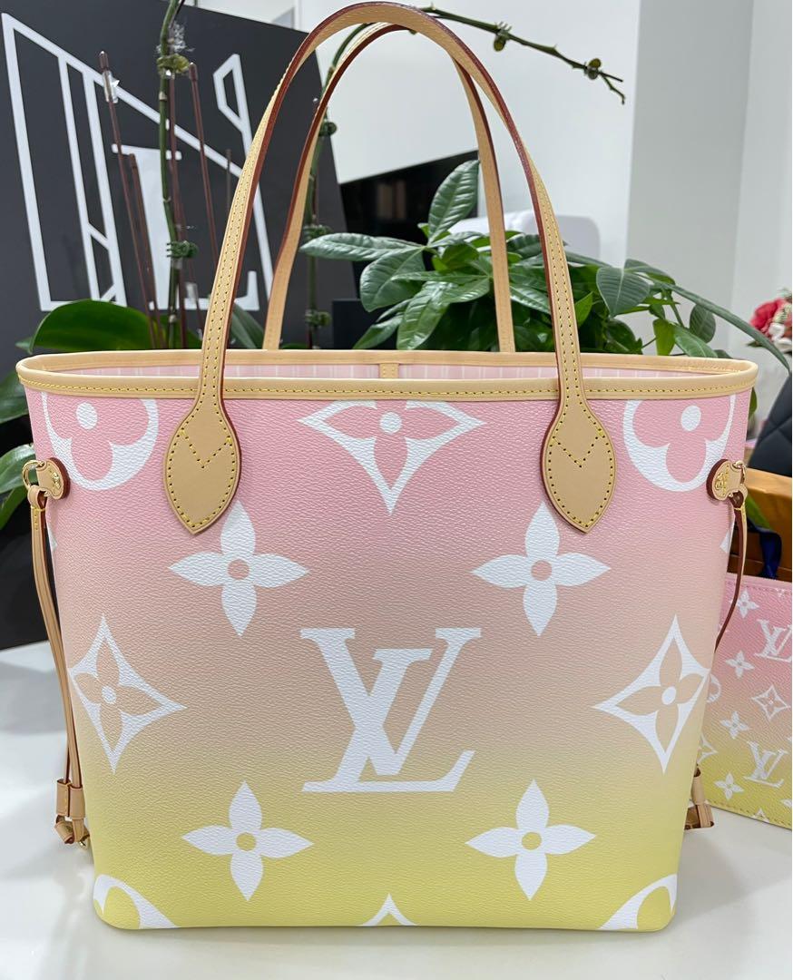 LOUIS VUITTON Monogram Giant By The Pool Neverfull MM Light Pink 1240296