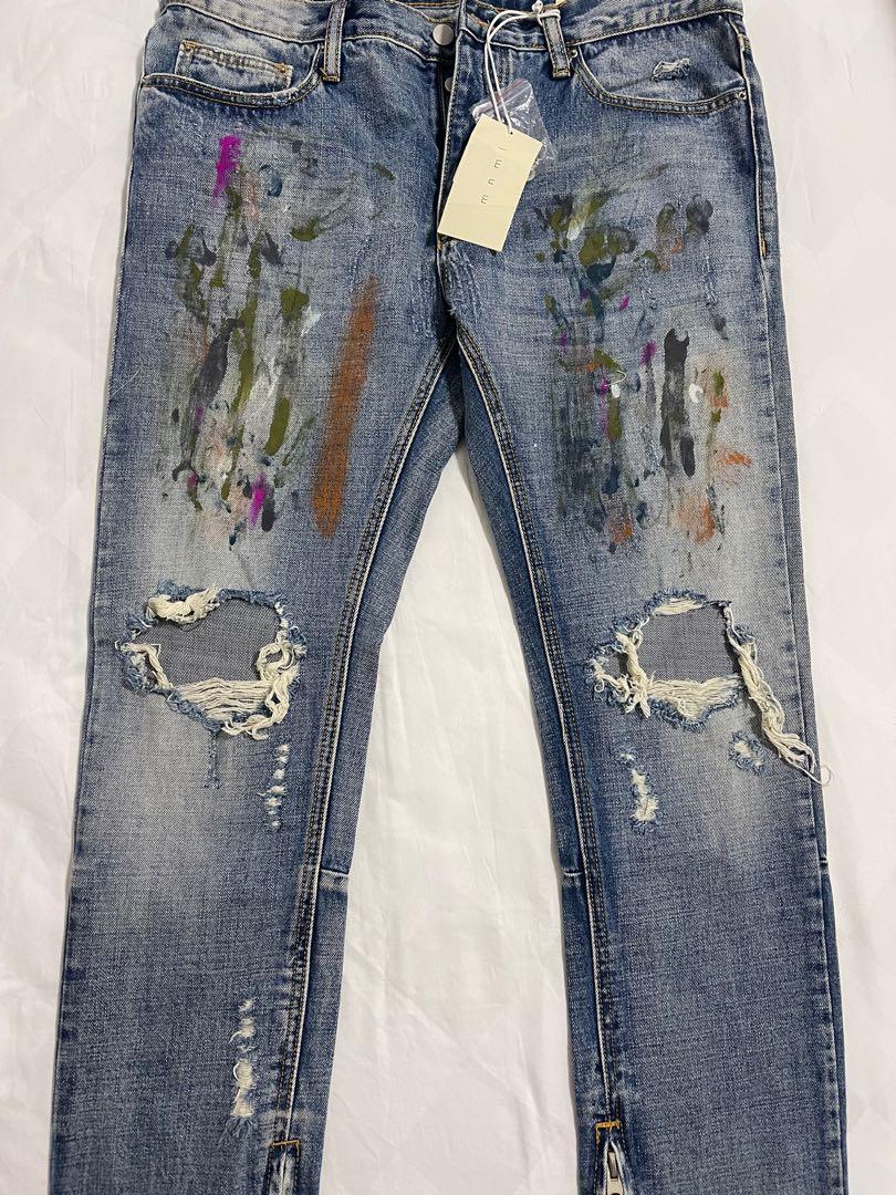 Painted ripped jeans clearance