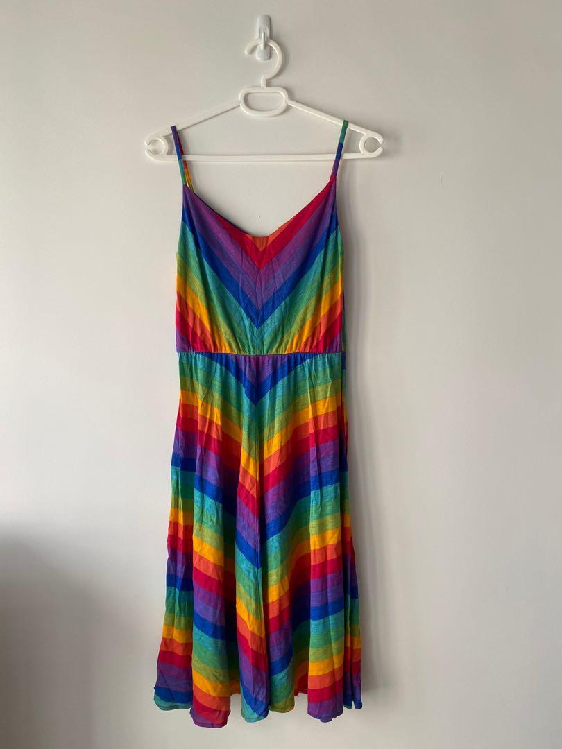 Modcloth fervour rainbow striped dress vintage style