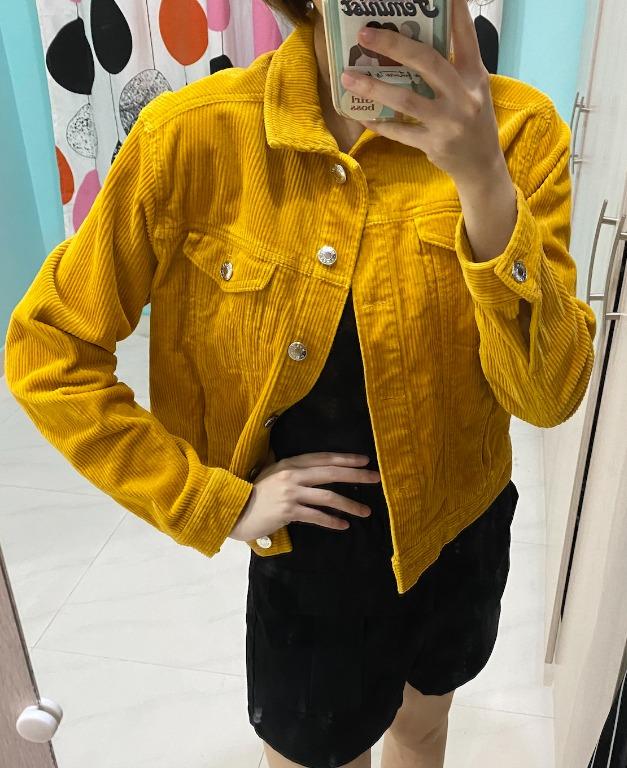 Yellow corduroy jacket womens on sale