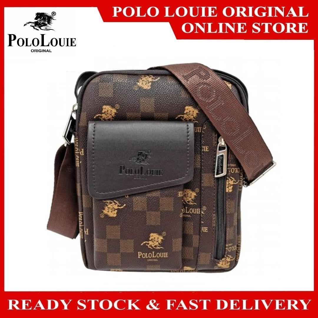 Original Polo Louie Men's Stylish Monogram Leather Messenger Bag
