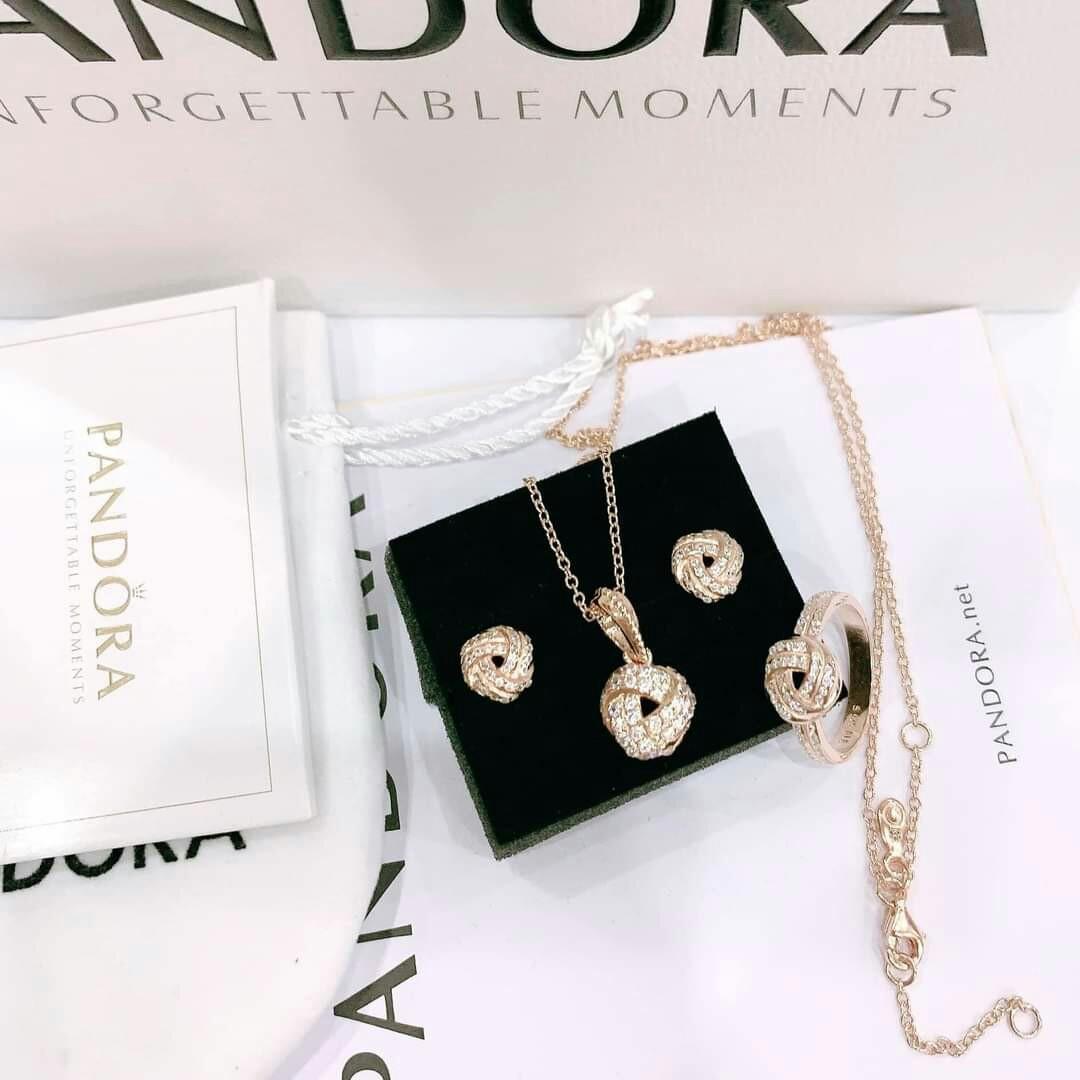 Pandora knotted ring earrings necklace 