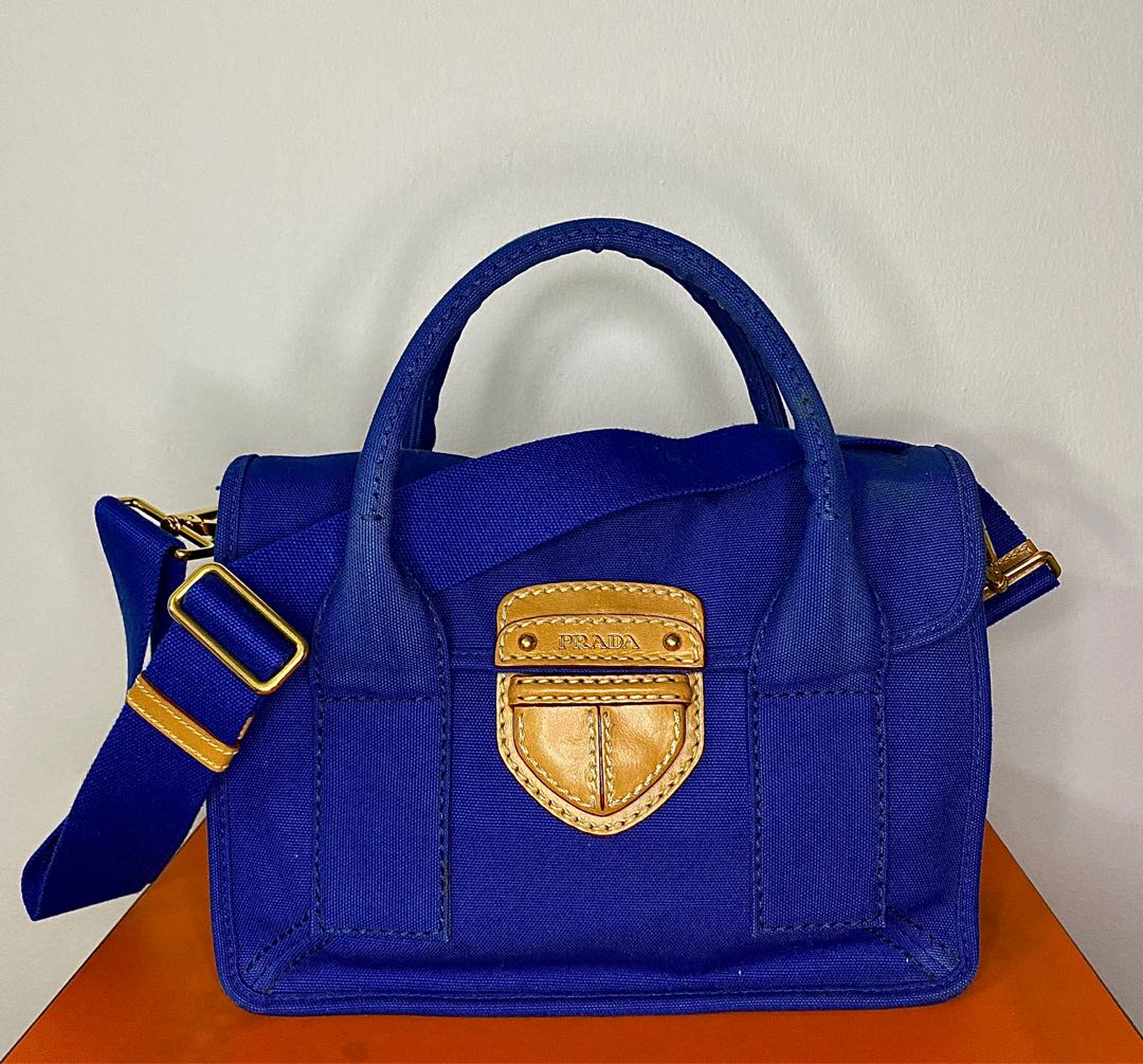 prada blue sling bag