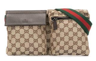 Pre-loved Gucci  Green/Red Web Belt Bag