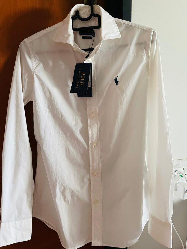 White long sleeve button down polo shirt outlet