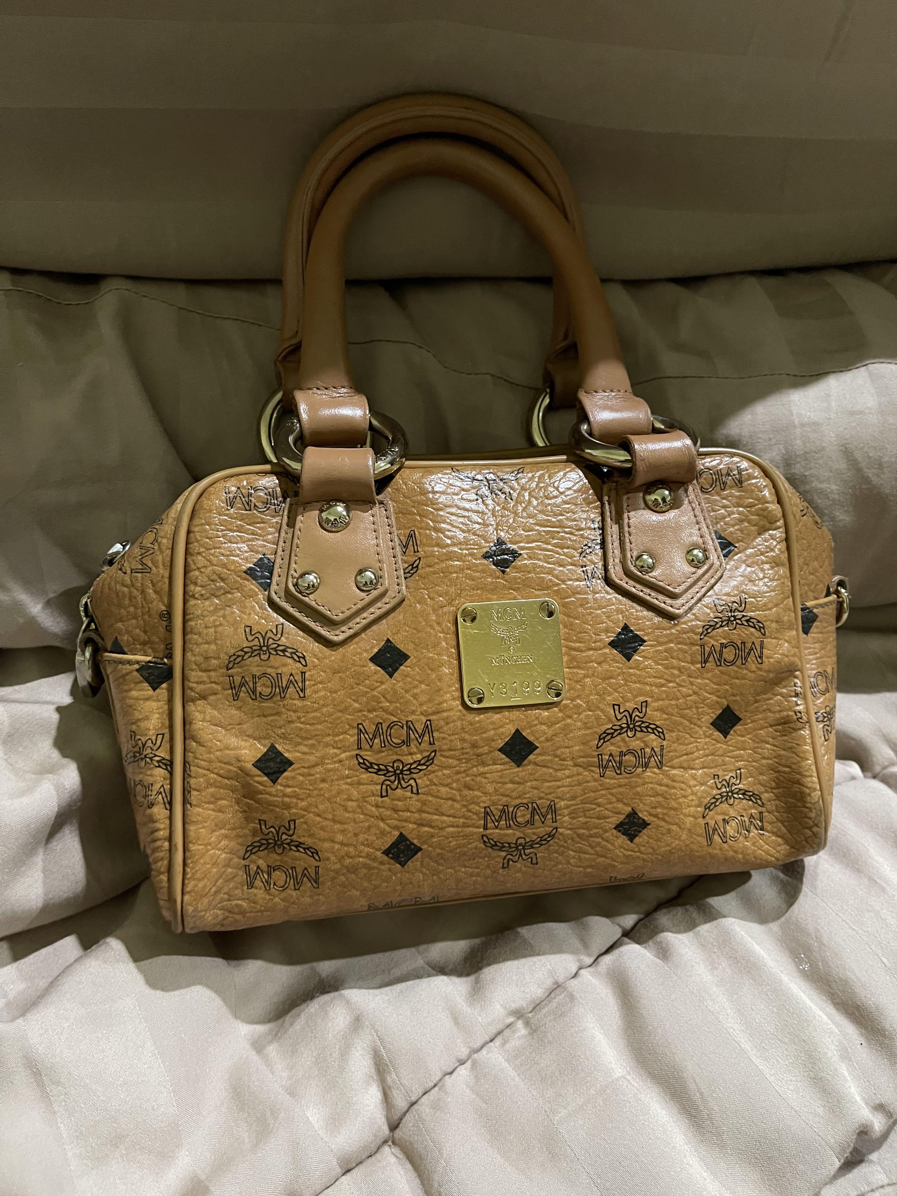 Rare and Super Cute MCM Mini Speedy in Cognac with Strap and Rep DB