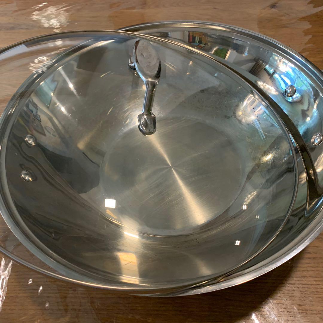 Scanpan stainless steel 36cm wok with lid, Furniture & Home Living