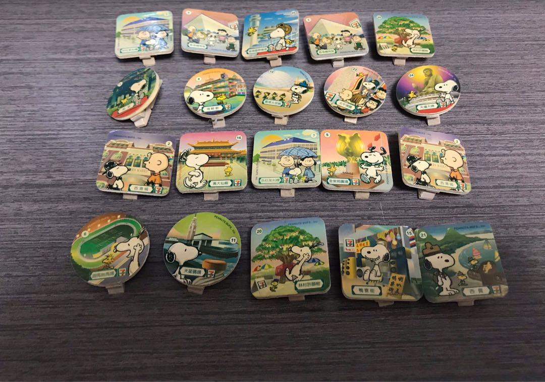 Snoopy 7-11 史努比25周年遊香港之旅磁石木夾magnetic clips, 興趣及