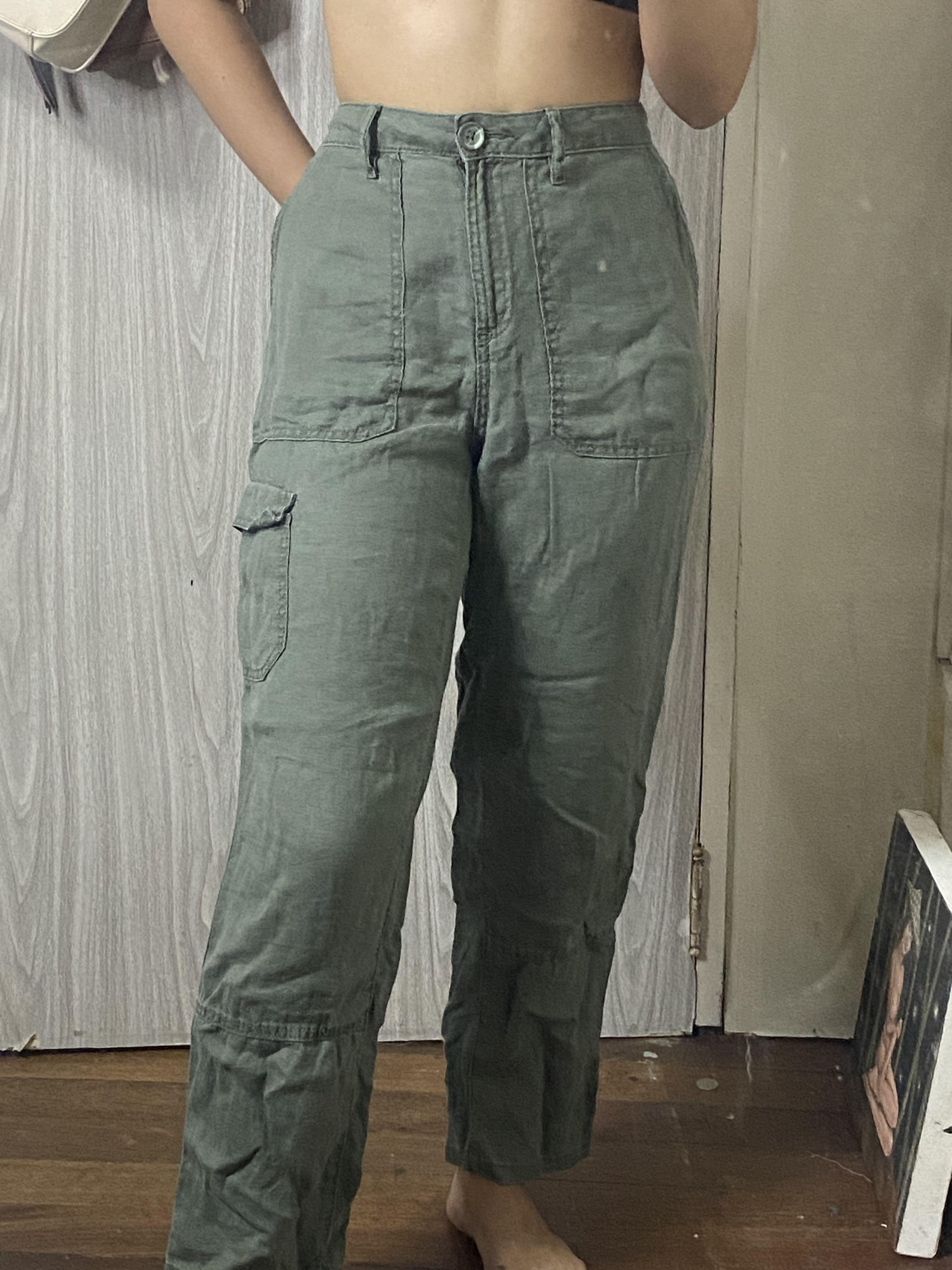 Soft Denim Green Cargo Pants, Women's 