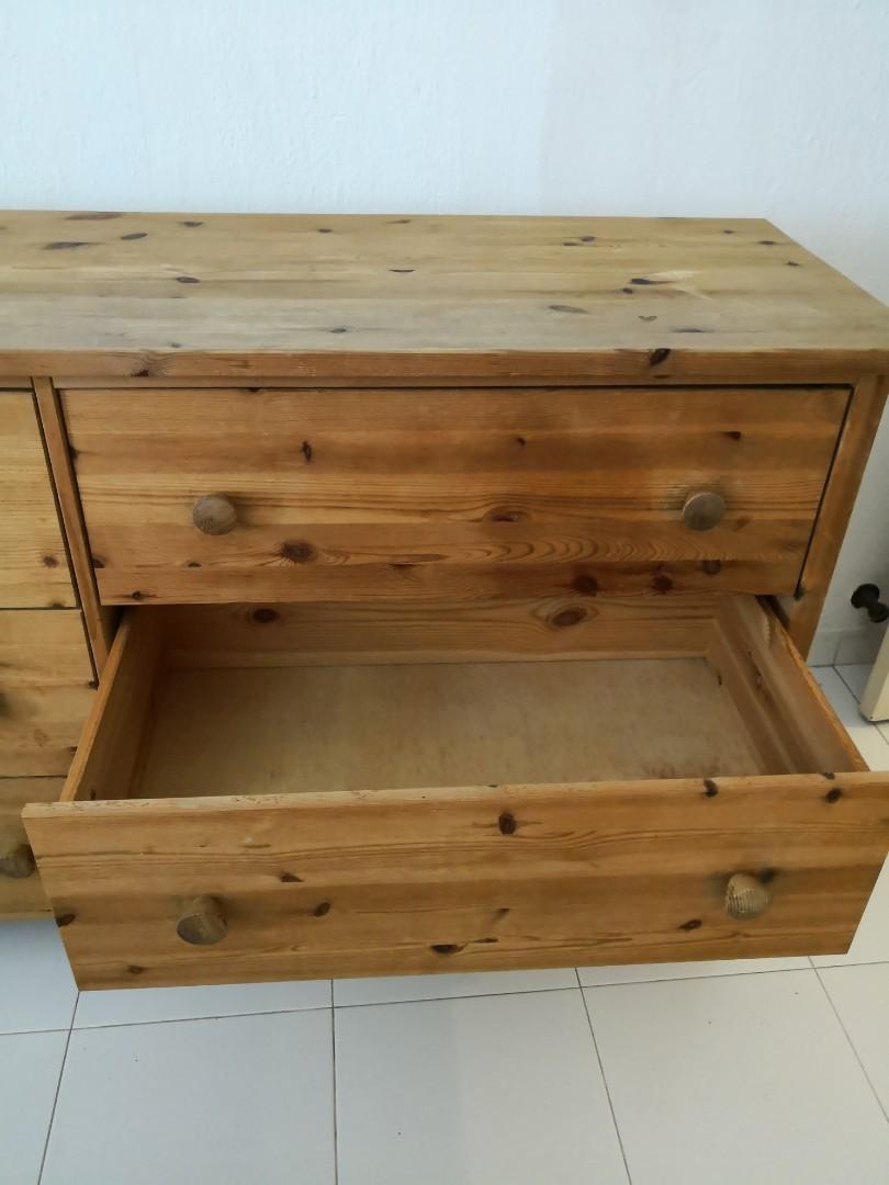 Solid Pine Wood Double Chester Drawers, Furniture & Home Living, Furniture, Shelves,