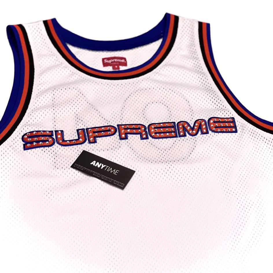 Supreme Rhinestone Basketball Jersey, 女裝, 上衣, T-shirt - Carousell