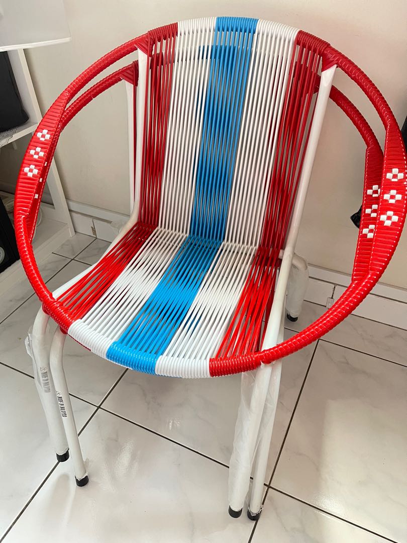 Vintage string chairs (red blue white), Furniture & Home Living ...