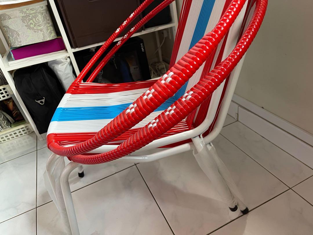Vintage string chairs (red blue white), Furniture & Home Living ...