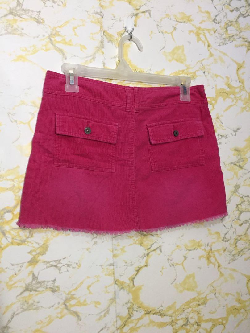 Vintage Y2k Hot Pink Corduroy Mini Skirt